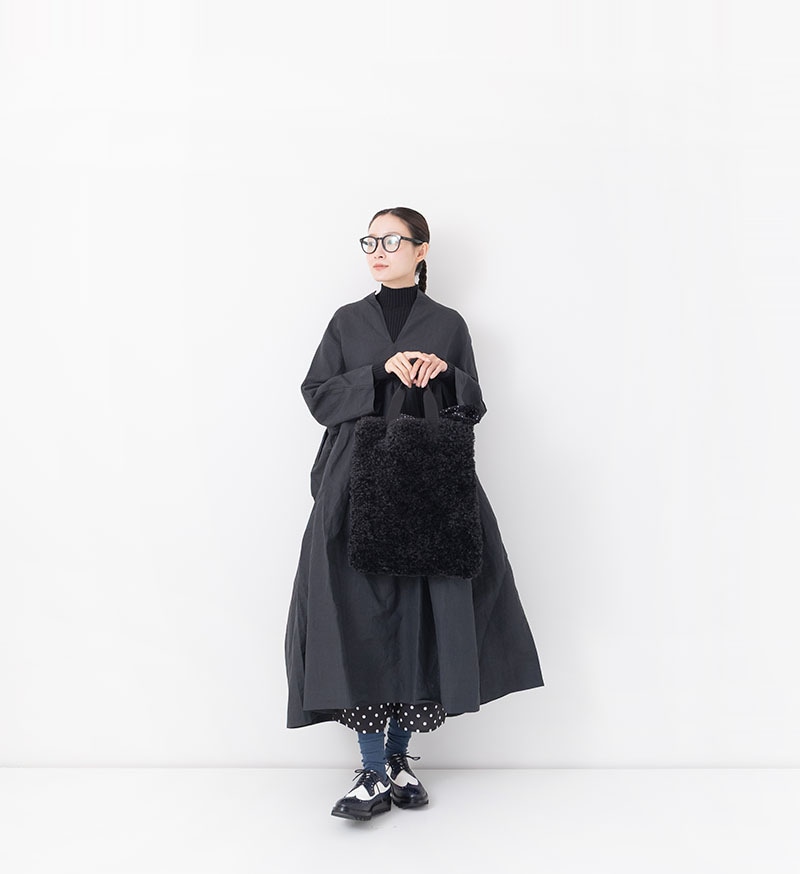 ゴートヘア　トートバッグ　ブラック　リアルファーレザー　アントワープ モルフェ Morphee ゴートレザー ラージ トート ブラック 3WAY LARGE