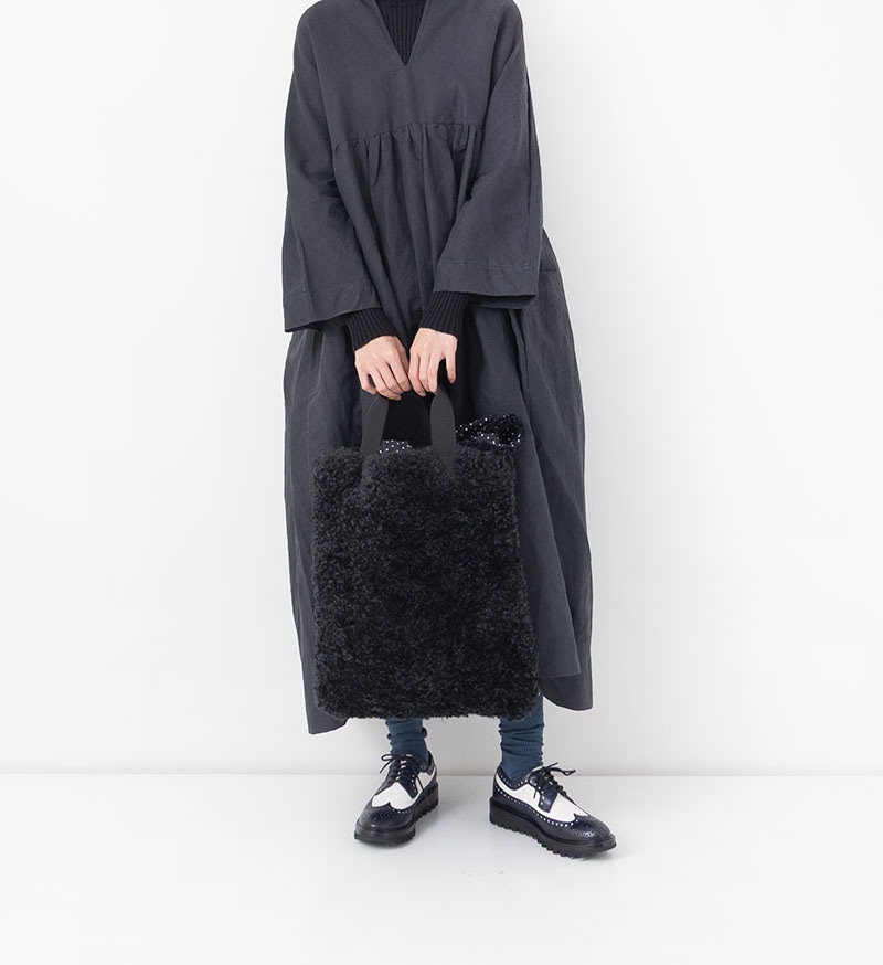 ゴートヘア　トートバッグ　ブラック　リアルファーレザー　アントワープ モルフェ Morphee ゴートレザー ラージ トート ブラック 3WAY LARGE