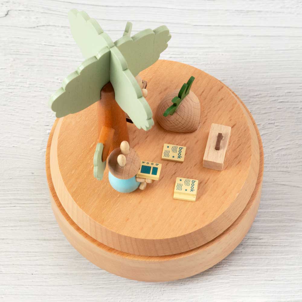 木製回転オルゴール うさぎブランコ ブナ材 曲目：君をのせて 滑らかな