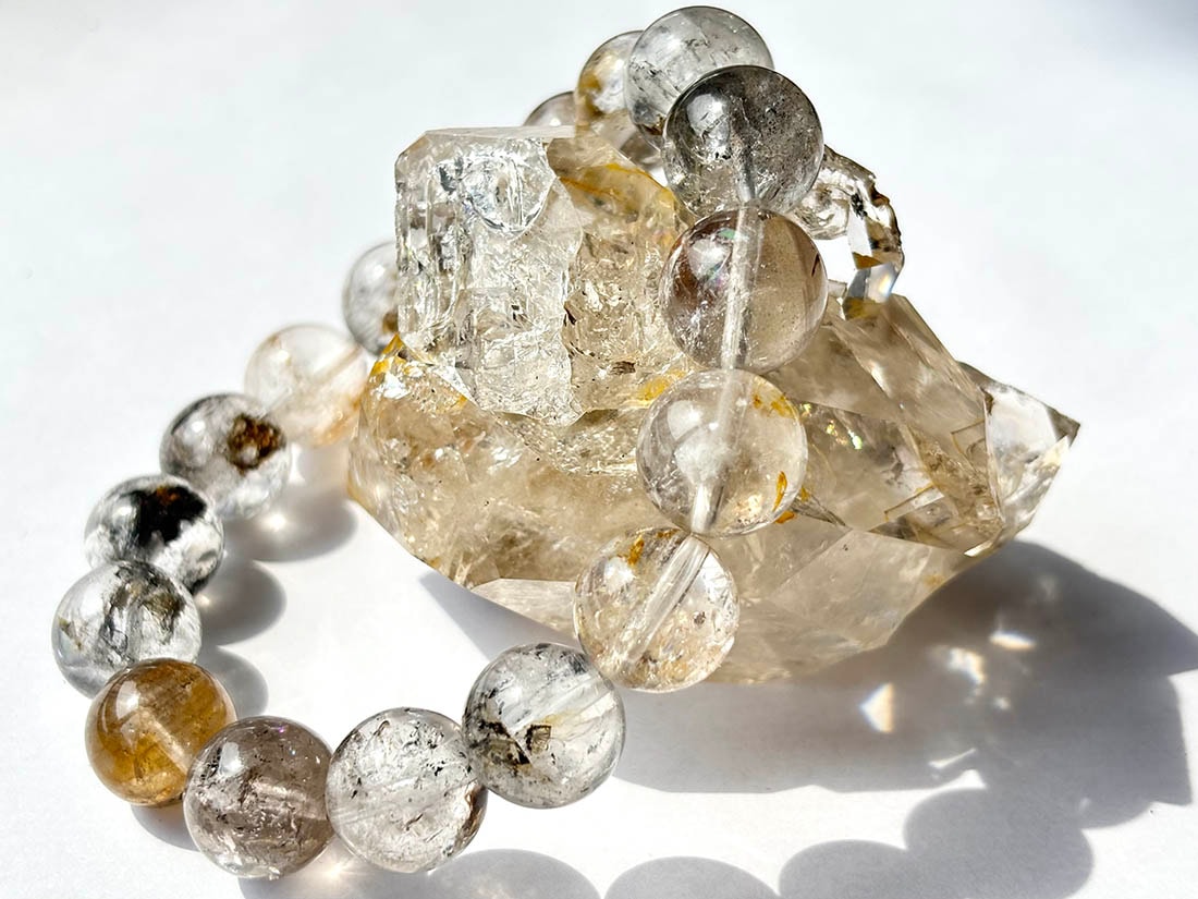 ニューヨーク州産 ハーキマーダイヤモンド ブレスレット 12mm