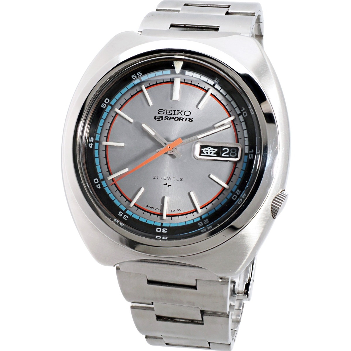 セイコー 5スポーツ 7019-6040 グレー文字盤 21石 自動巻 OH済 昭和46