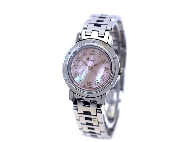 エルメス クリッパー CL4.210 ピンクシェル文字盤 クオーツ レディース