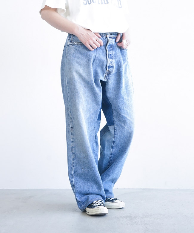 SR-213-005-mens]sunny side up(サニーサイドアップ) RE WIDE DENIM PT