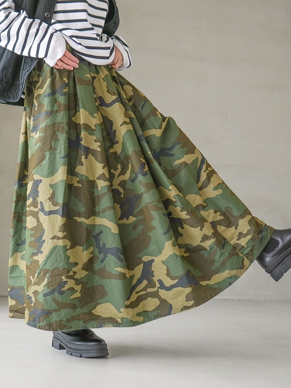 17-0471T]D.M.G(ディーエムジー/ドミンゴ)マキシ丈スカート/迷彩柄