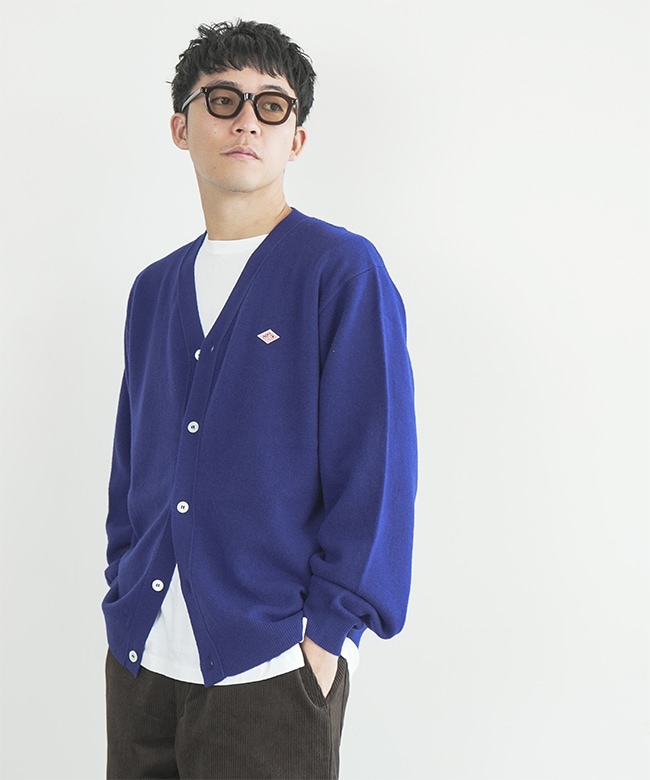 ◇[DT-D0030LMW]DANTON(ダントン) V NECK CARDIGAN ラムウールVネック
