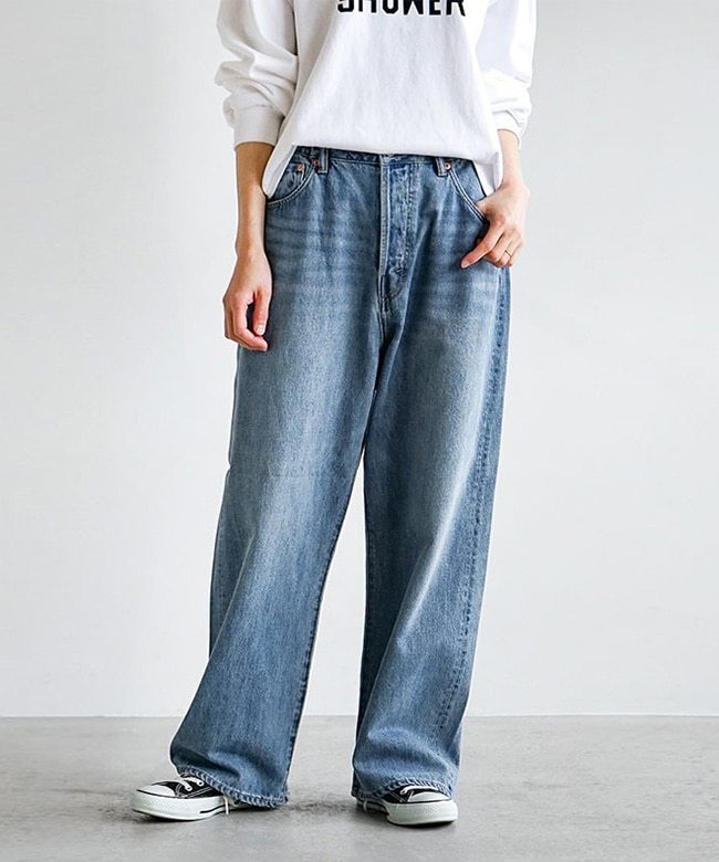 ◇[b1038-1]SOLAMONAT(ソラモナ)5Pルーズストレートイージーデニム