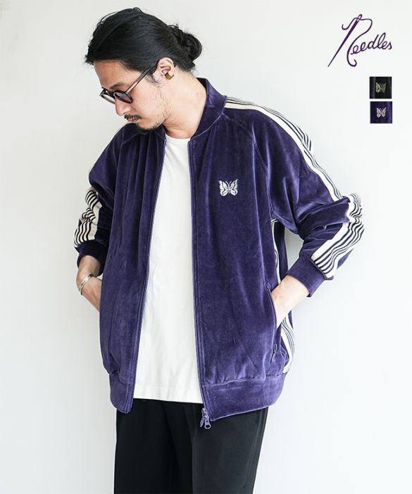 RW323]NEEDLES(ニードルズ) Rib Collar Track Jacket - C/PE Velour