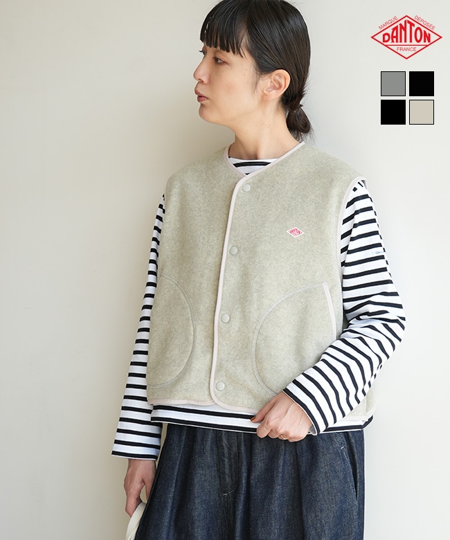 ◇[DT-A0521] DANTON(ダントン)フリース カラーレスベスト WOMEN
