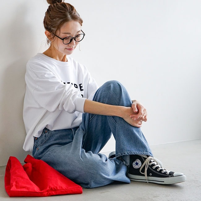 ◇[b1038-1]SOLAMONAT(ソラモナ)5Pルーズストレートイージーデニム