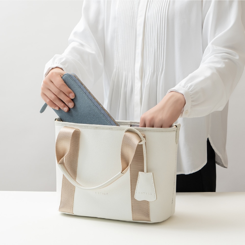 Y-STYLE 魔法の収納 トートバッグ（S） 【ホワイト/マロンベージュ