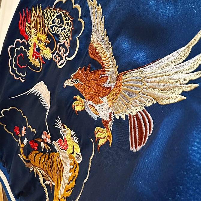 Lサイズ]両面刺繍 鷹虎龍別珍スカジャン｜和柄｜横須賀スカジャン専門