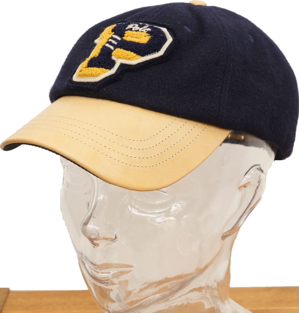 ラルフローレン) Ralph Lauren ウール レザー ベースボール キャップ