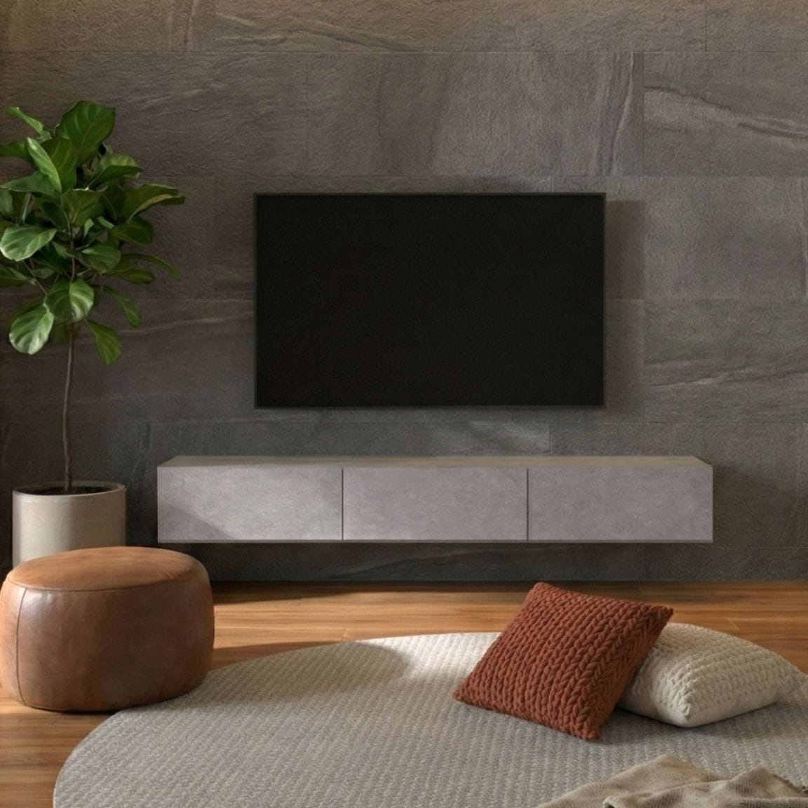 フロートテレビボード 幅180cm 奥行36cm リモコン操作可能 同色仕上げ