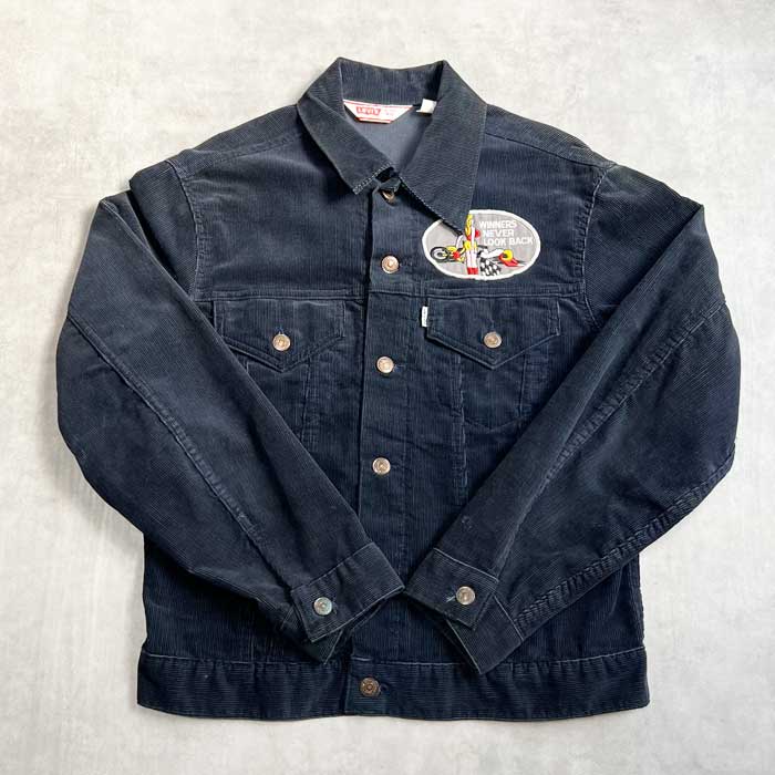 70's Levi's 70505-1517 Couduroy Trucker Jacket NAVY Size 40 Made
