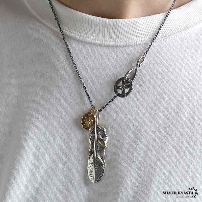 シルバー925 フェザーネックレス [ns081] | イーグル、フェザー