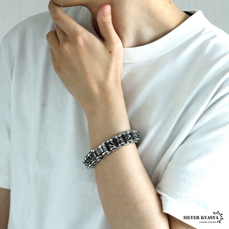 ステンレス 龍のバイクチェーンブレスレット [b855] | ブレスレット