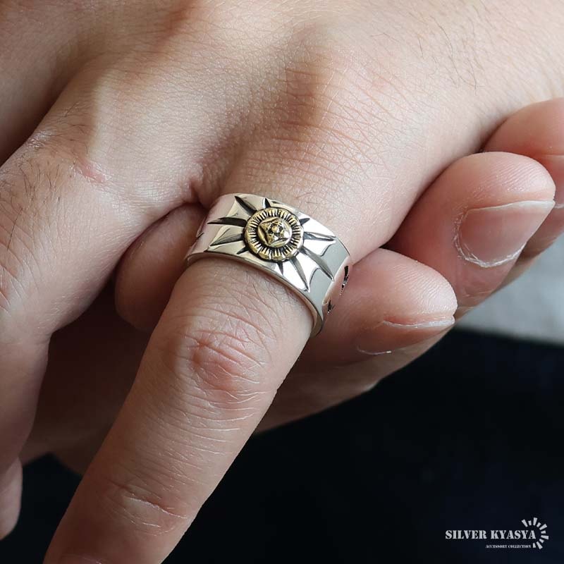 シルバー925 金剛杵メタルを据えたシルバーリング [rs084] | リング