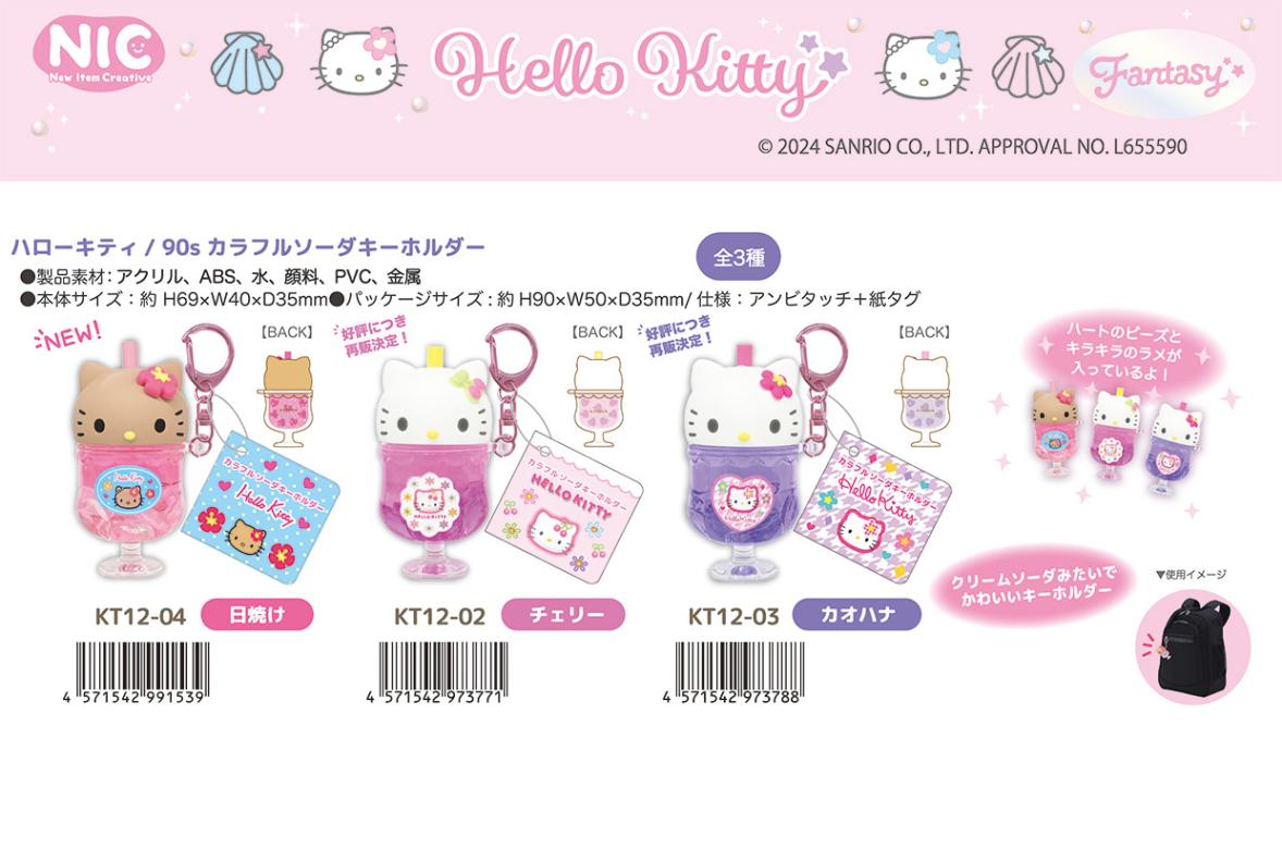 NIC」「サンリオ」ハローキティ 90s カラフルソーダキーホルダー（40個