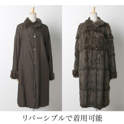 送料無料 ロシアリスファー リアルファー 毛皮 2WAY リバーシブル