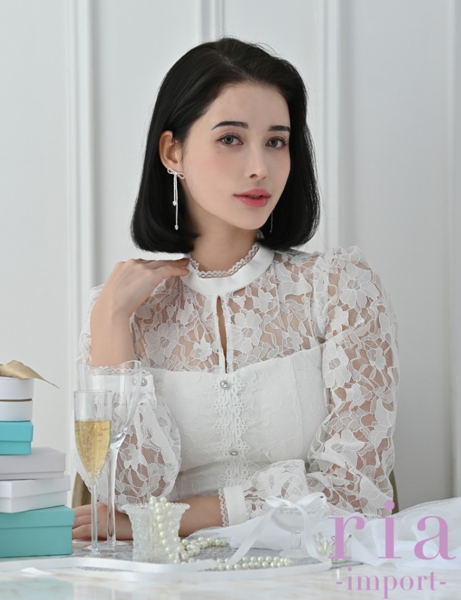 ria】ミニ/ドレス/ワンピース/ホワイト/袖あり/長袖/レース | SHAPE