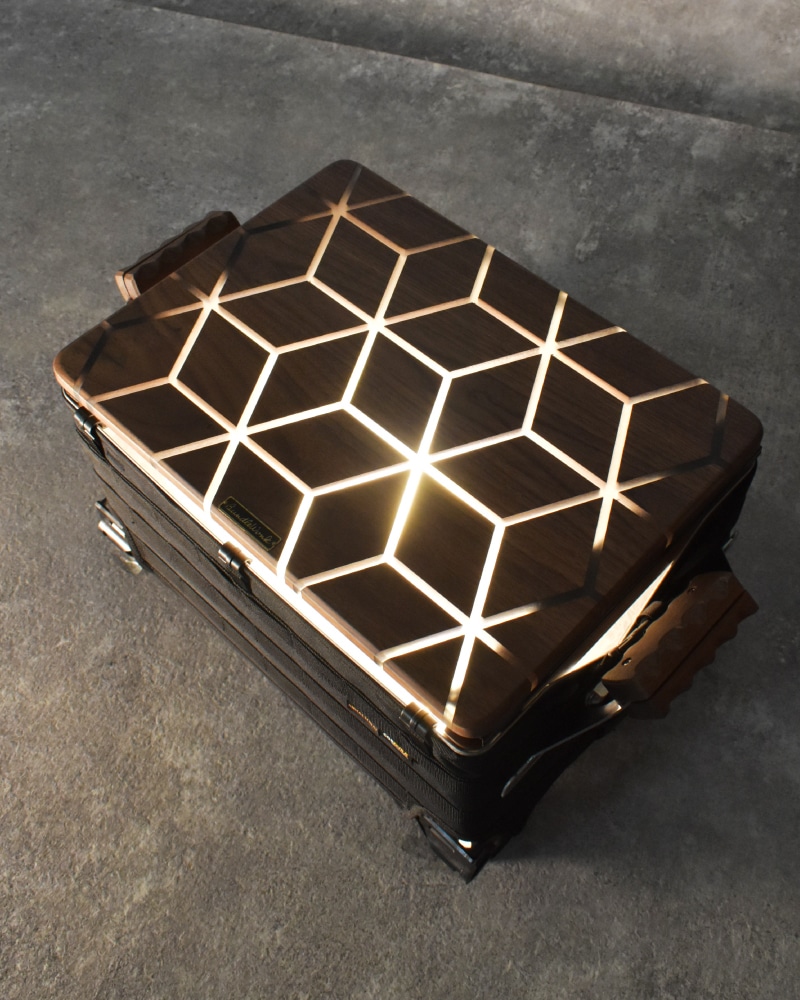 シェルフコンテナ50天板レール付き 三脚天板 ウォールナット＆レジン