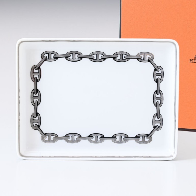 エルメス HERMES シェーヌダンクル プラチナ 4189P 16cm×12cm スクエア