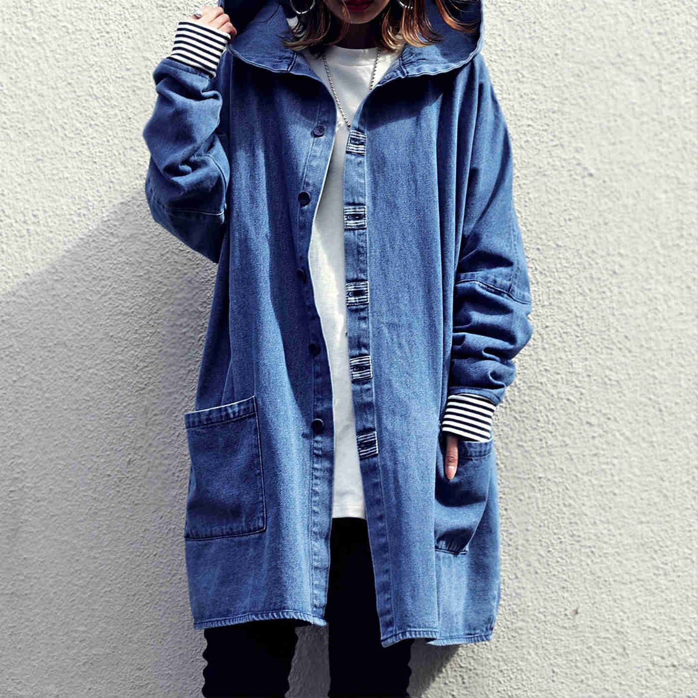 フード付きデニムジャケット ジャケット レディース 送料無料・再再販