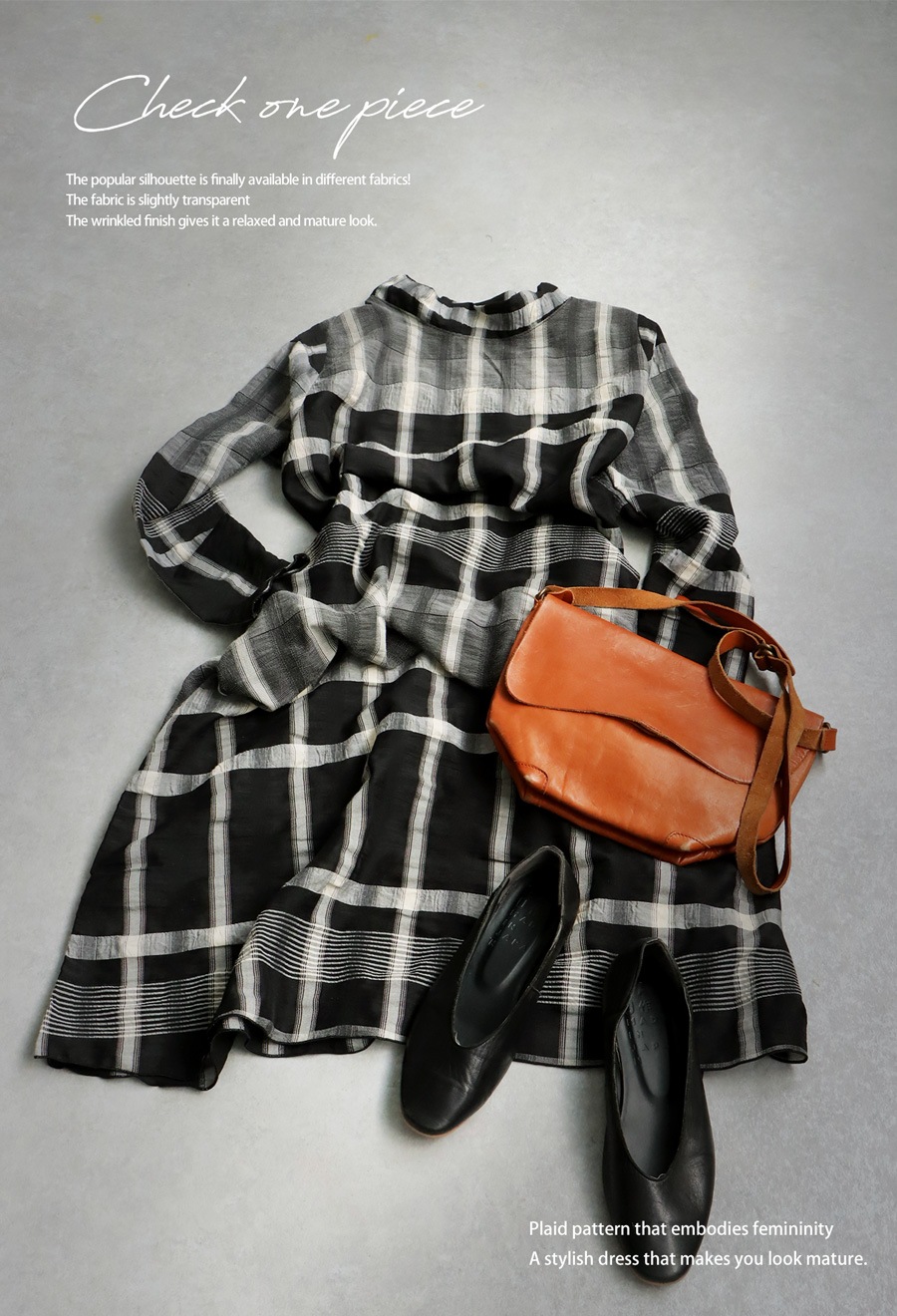 チェック柄ワンピース ワンピース レディース ロング 送料無料・(100