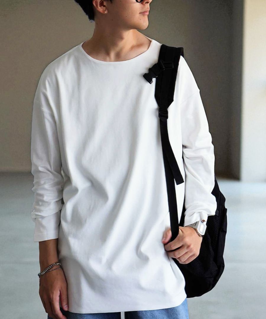 特別送料無料 密肌 ロンT カットソー メンズ 綿100 長袖・(500)メール