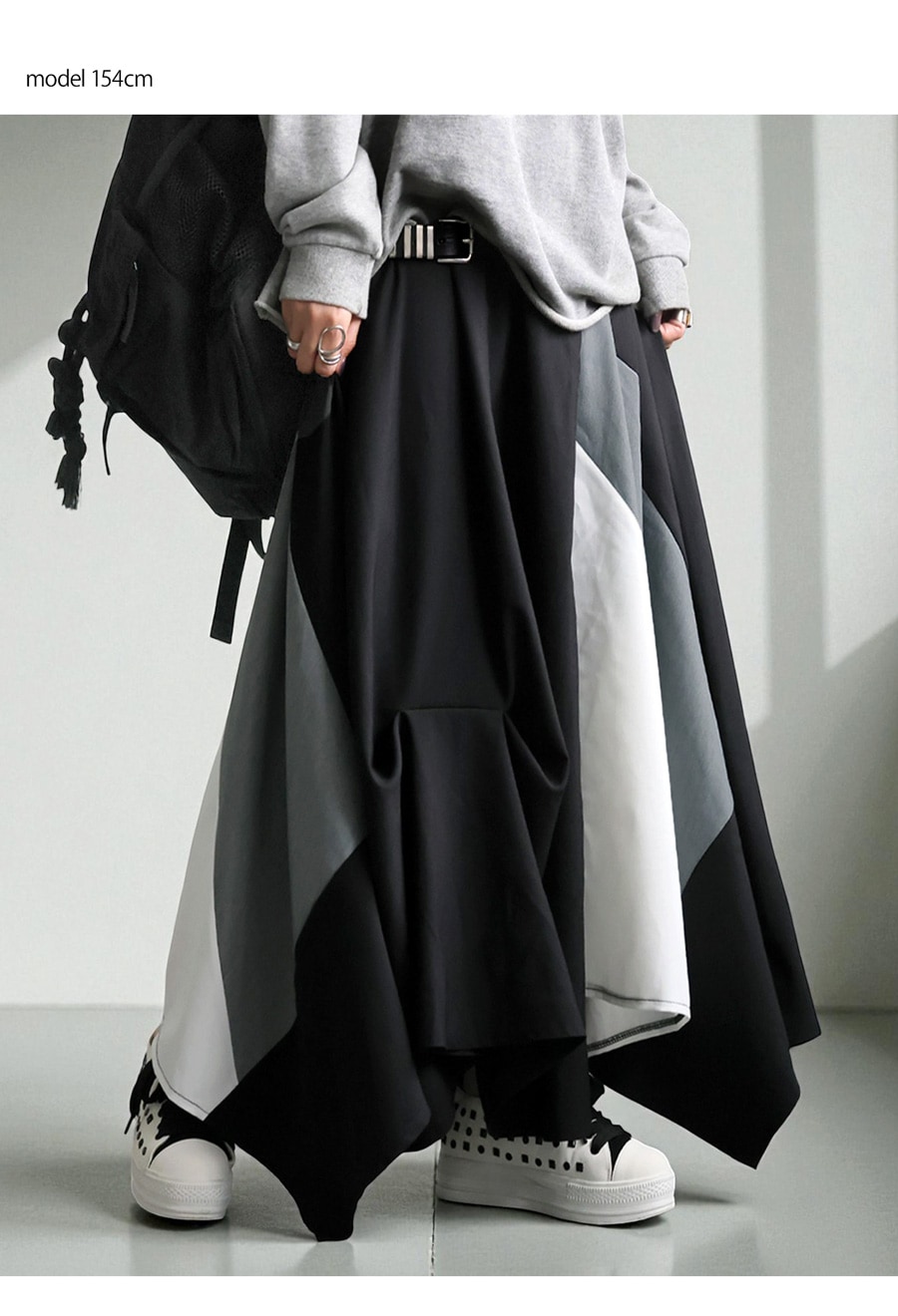 切替 配色 アシンメトリー ロングスカート レディース 送料無料・再