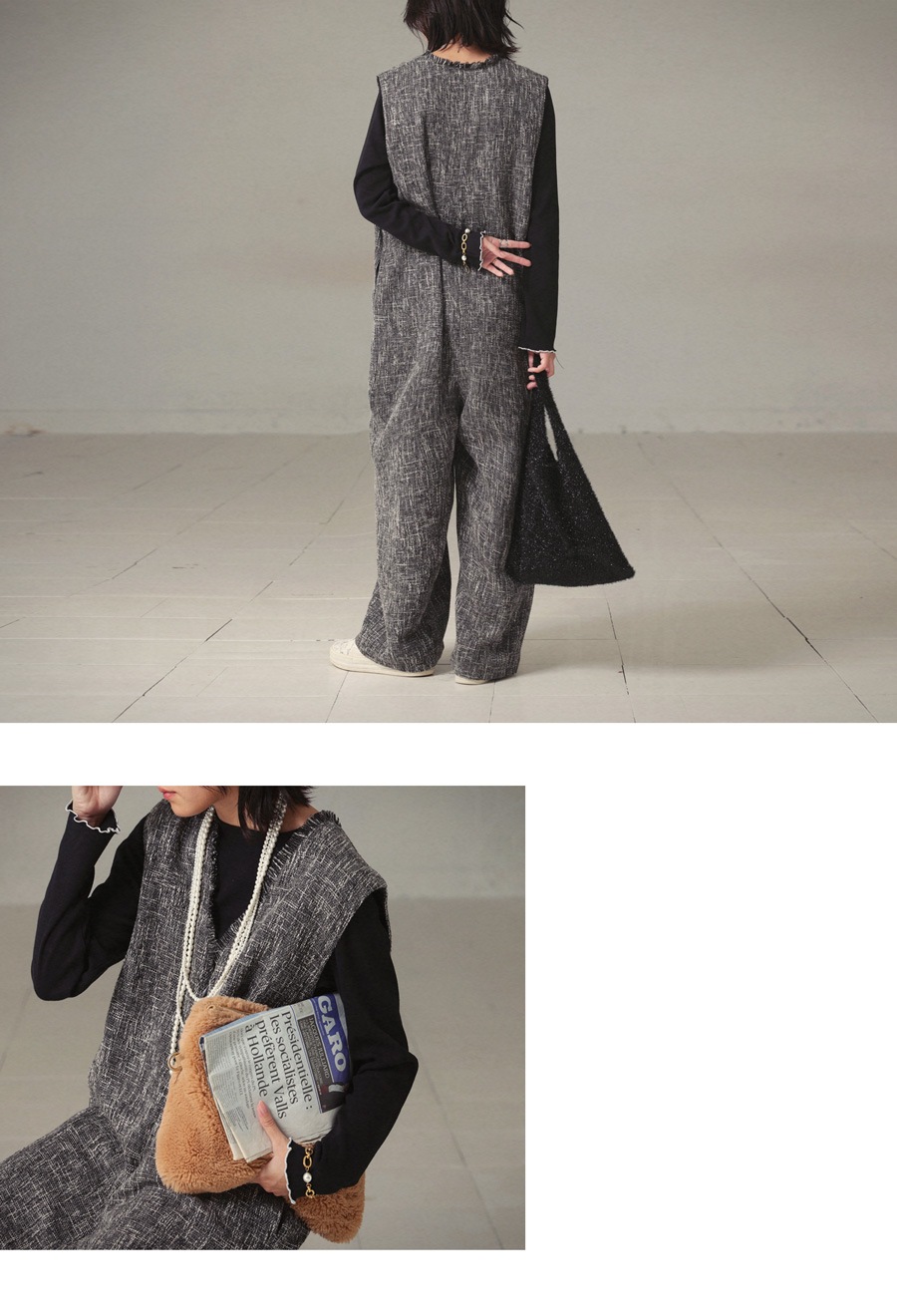 ツイードオールインワン オールインワン レディース 送料無料・メール