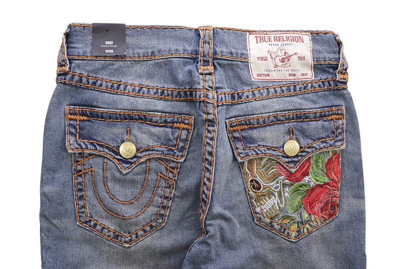 TRUE RELIGION RICKY SUPER T EMBROIDERED STRAIGHT JEAN (108710:DARK