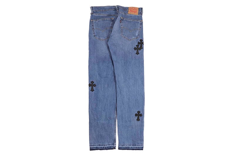 ADVANCE CROSS PATCH CUSTOM LEVI'S 505 REGULAR FIT JEANS (LT. BLUE