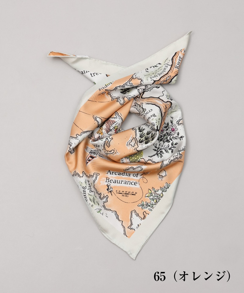 Beaurance （ビューランス） 】 シルク地図柄プリントリバーシブル