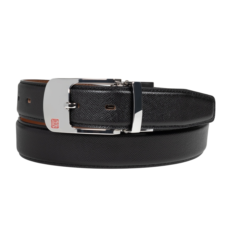 さとり 腰ベルト 松阪レザー キリコスター型押し 硯（ブラック