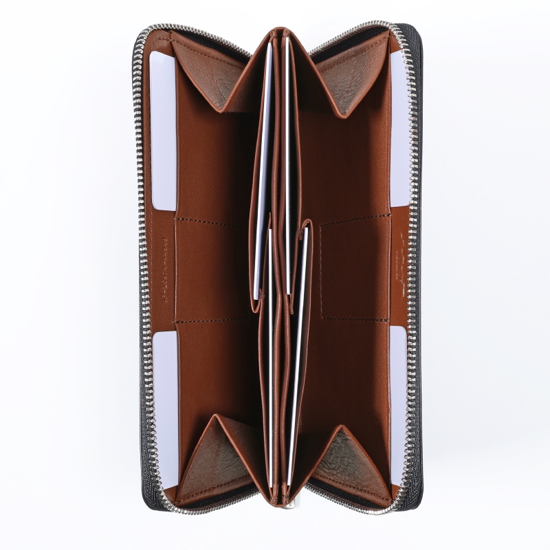 さとり ラウンドファスナー 松阪レザー 青褐（ネイビー） HCK73D-Z