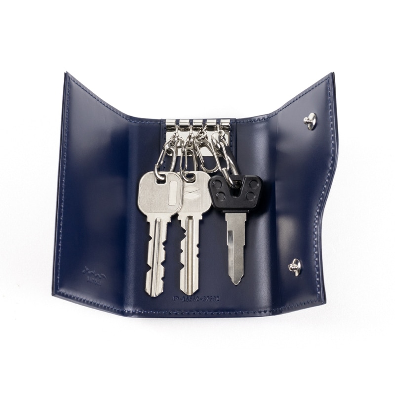 さとり キーケース 松阪レザー 硯（ブラック）×墨（マットブラック