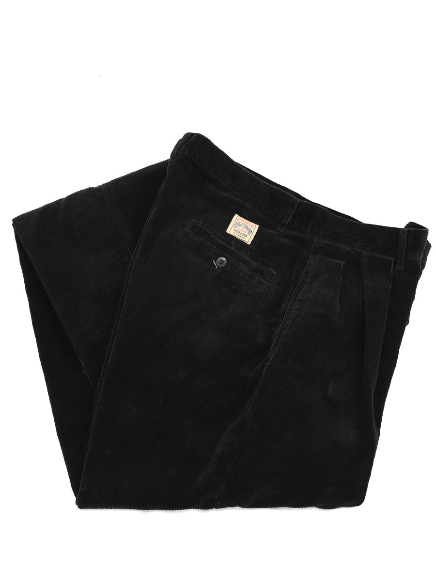 90's ラルフローレン 2タック 太畝コーデュロイパンツ 表記(33x34) 黒
