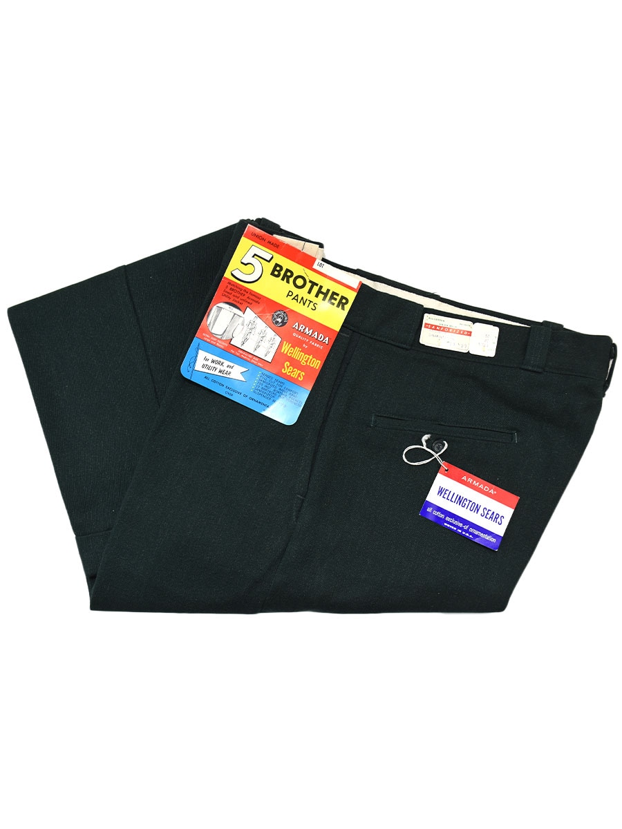 60's 5BROTHER ウィップコード ワークパンツ ダークグリーン 表記