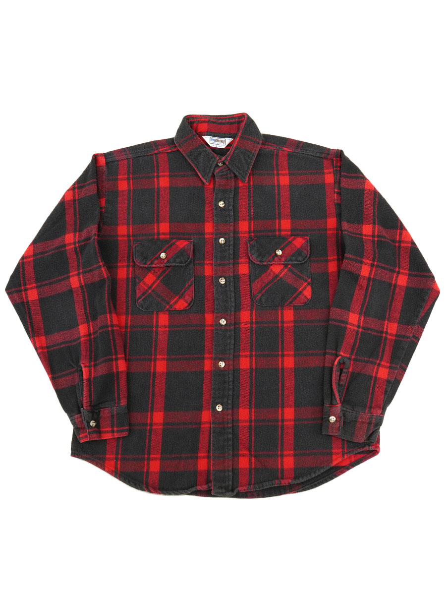 70's FIVEBROTHER 赤黒チェック フランネルシャツ 表記(L) | すべての