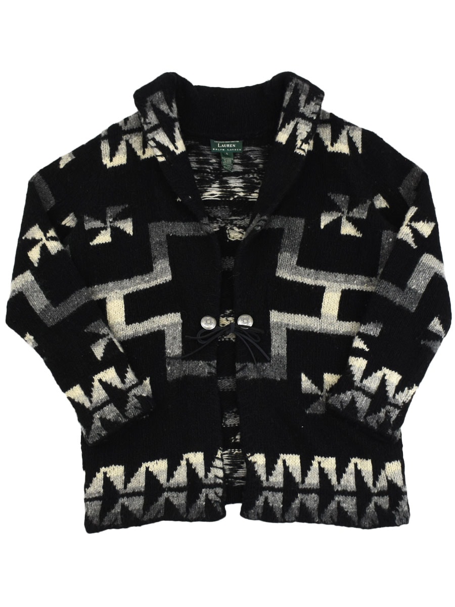 LAUREN RALPH LAUREN ショールカラー コンチョボタン ウールガウン