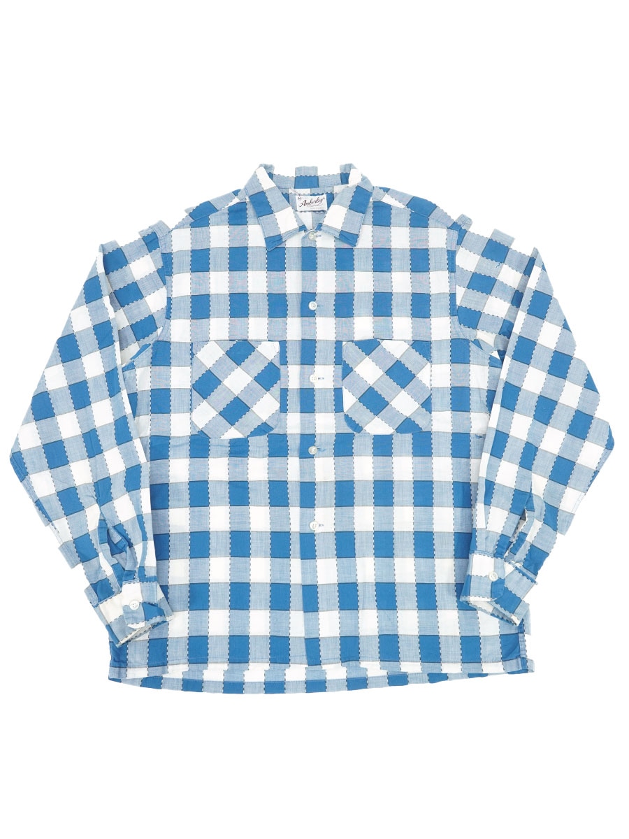 60's Amberley 青x白チェック ロングスリーブシャツ 表記(M) | すべて