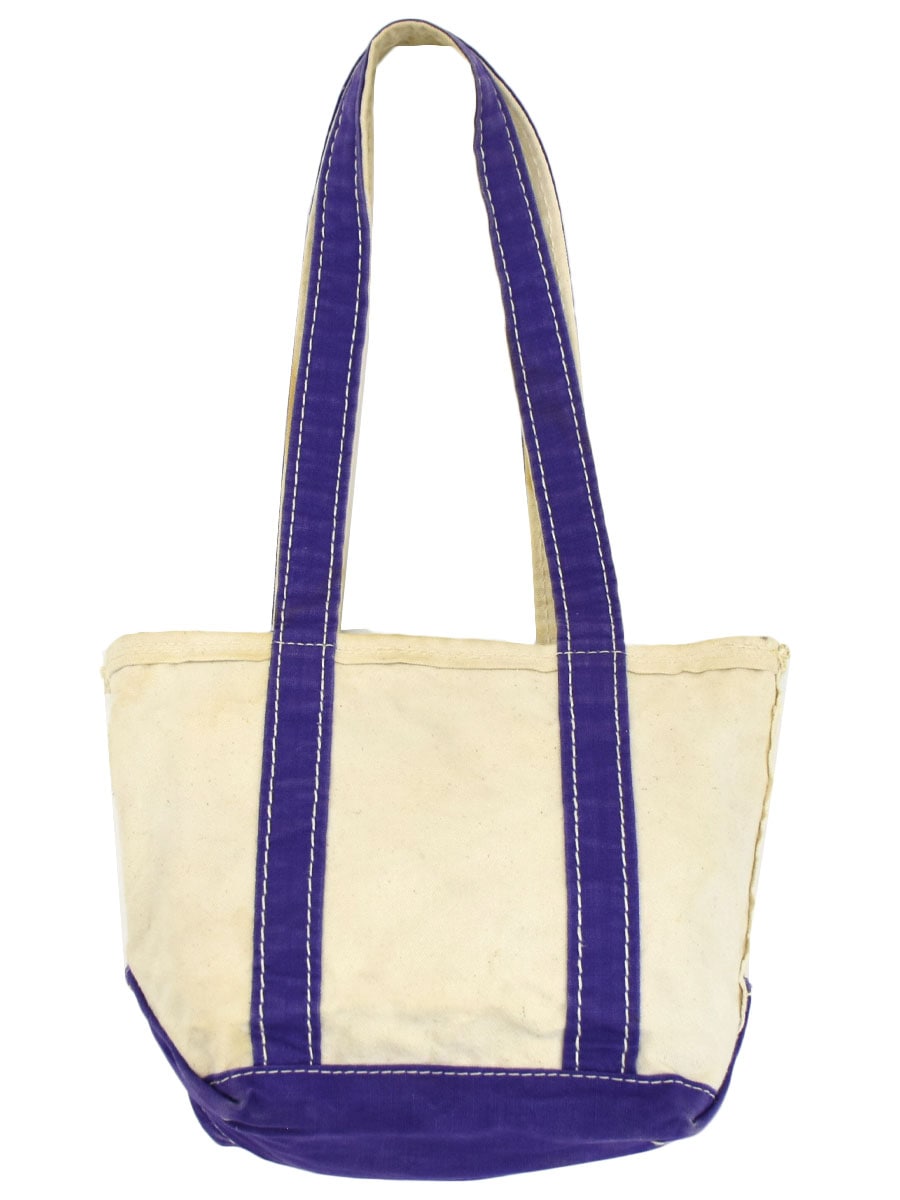 70's 筆記体タグ L.L.Bean キャンバストートバッグ 生成りxパープル