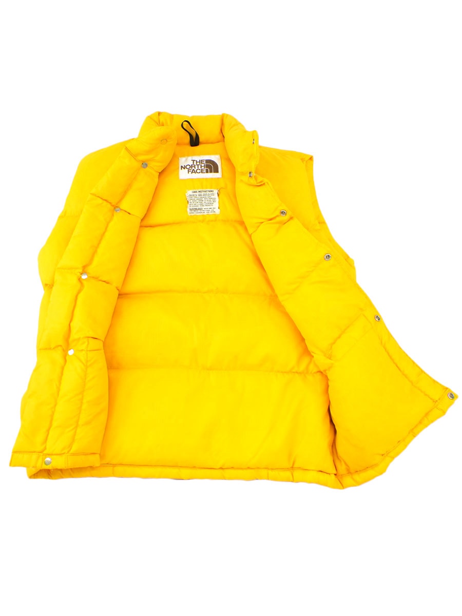 70's 茶タグ THE NORTH FACE リップストップ ダウンベスト イエロー