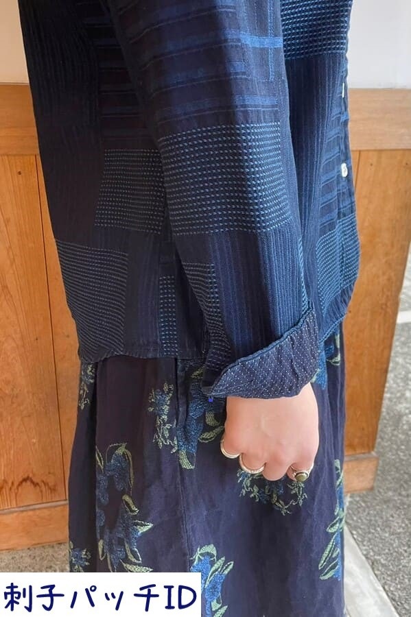 BlueTrick】 レディース スタンドカラーシャツ 刺子パッチ | シャツ