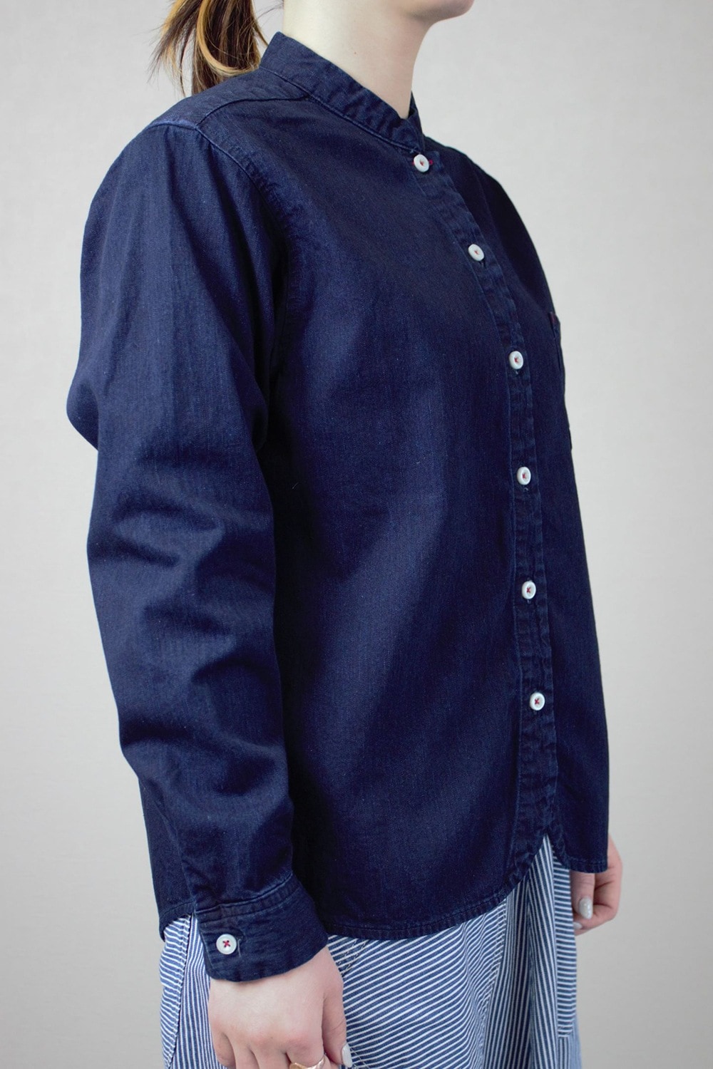 BlueTrick】 レディーススタンドカラーシャツ デニム | シャツ