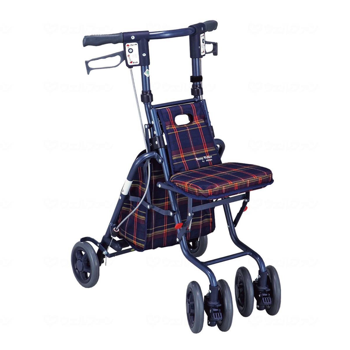 サニーウォーカーSP -中- 格子NB ｜ シルバーカー・歩行器,シルバー