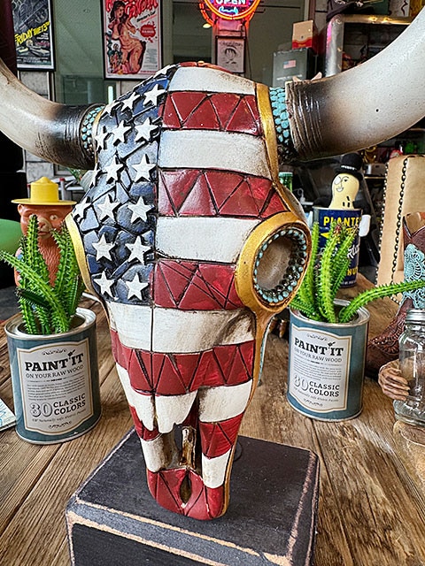 アメリカンフラッグ スカル スタンドオブジェ ウエスタン 星条旗の通販