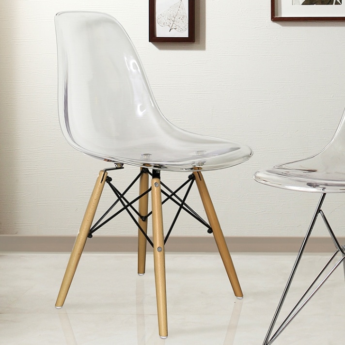 クリア×木脚】シェルチェア / イームズデザイン リプロダクト品