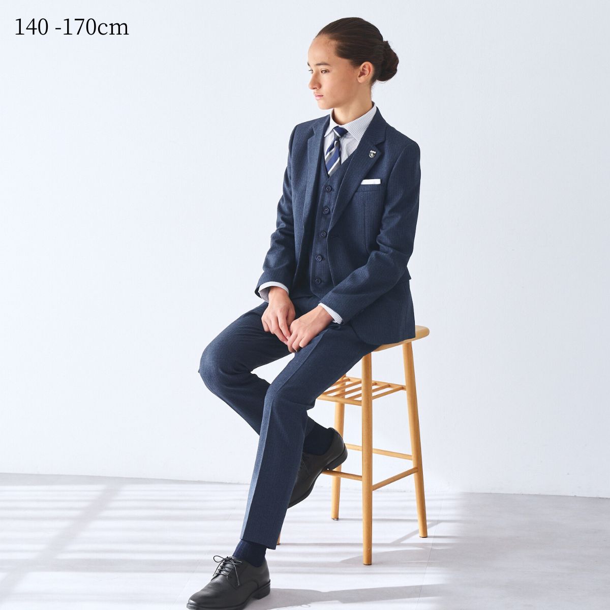 ストライプスリーピーススーツセット 140 150 160 170cm (8371-5604